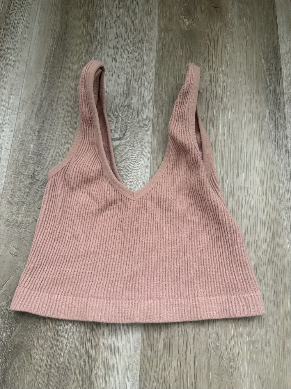 Ribbed V-Neck Tank Top - Dusty Pink